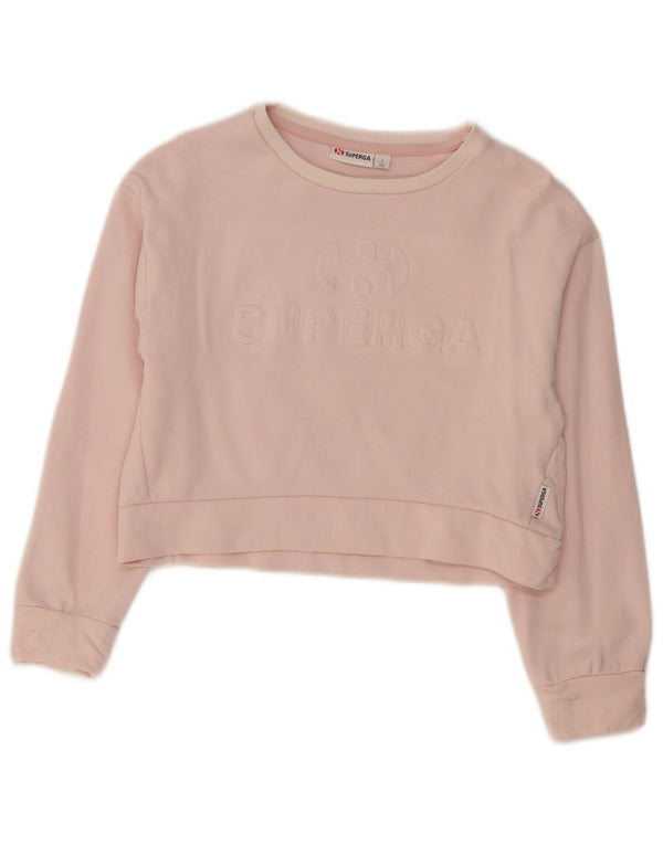 Superga Crop Graphic Sweatshirt-Pullover für Mädchen, 11–12 Jahre, groß, rosa, Baumwolle