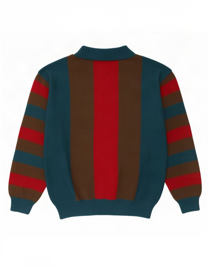 Vintage Herren Rollkragenpullover Pullover Mittelblau gestreift aus Acryl