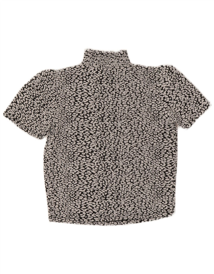 ZARA Womens Crop Blouse Top UK 12 Medium Grey Spotted