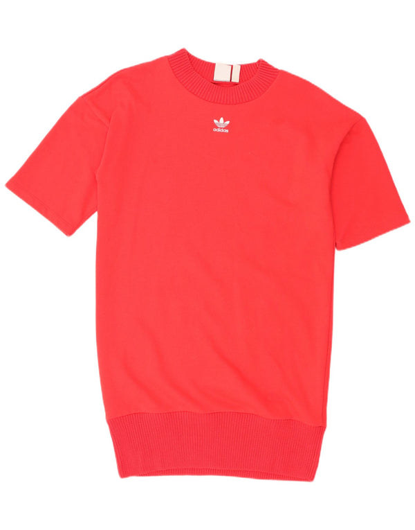 Adidas Damen Sweatshirt-Pulloverkleid mit Grafik, UK 10, Größe S, rot, Baumwolle