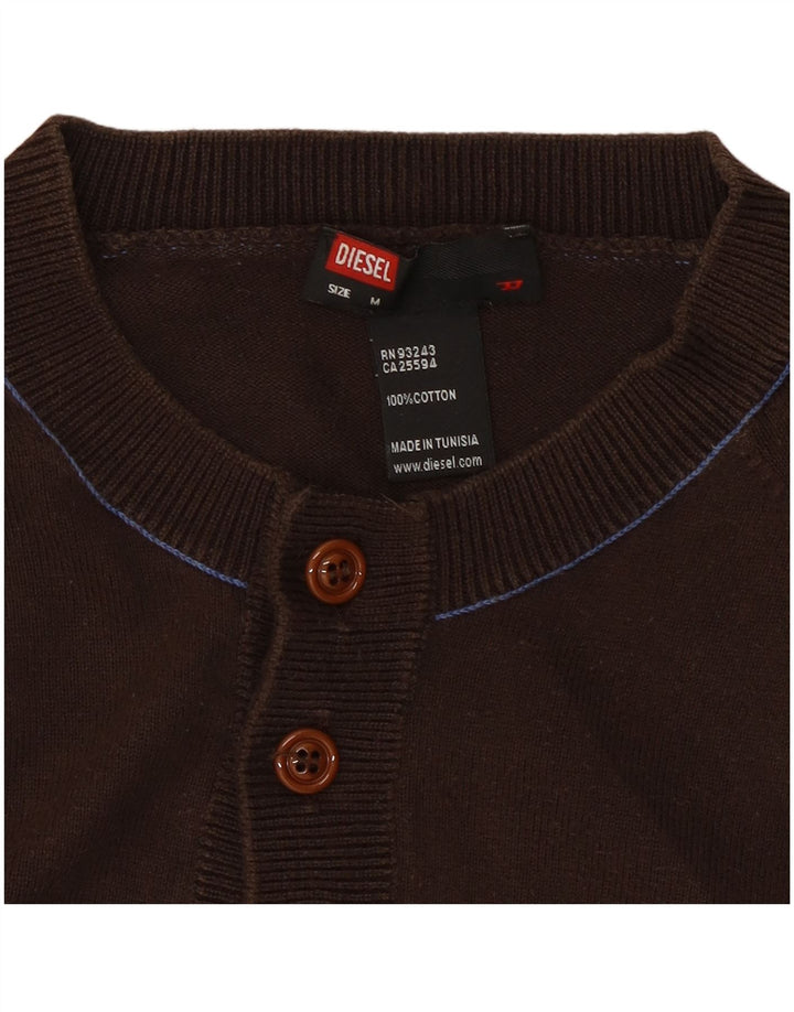 DIESEL Damen-Pullover mit Knopfkragen, UK 14, mittelbraune Baumwolle