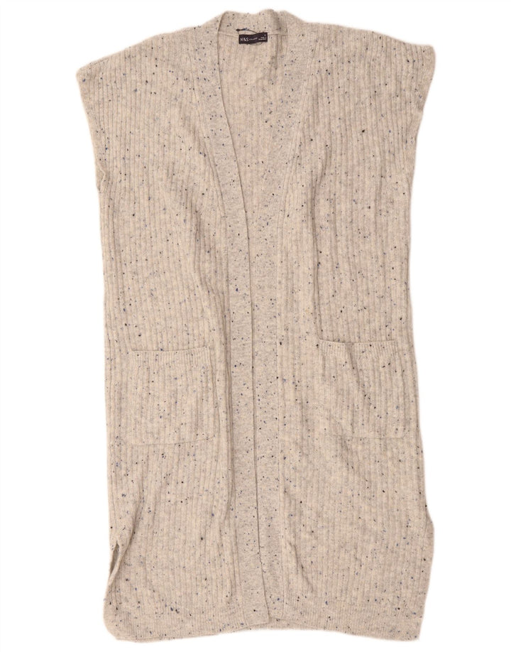 Marks & Spencer Damen Ärmelloser Cardigan-Pullover UK 14 Mittelgrau