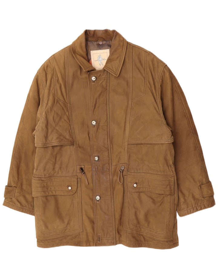 Martin Eden Herren Ledermantel IT 50 Großes Khaki-Leder