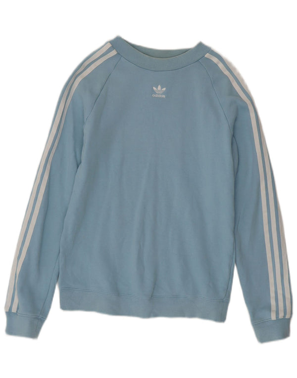Adidas Damen Sweatshirt Pullover UK 10 Small Blaue Baumwolle