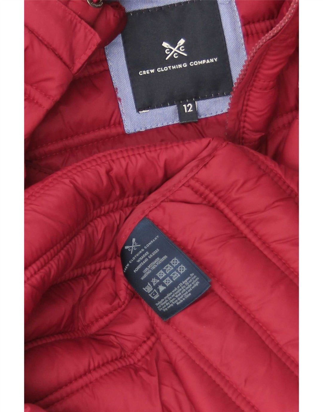 Crew Clothing Wattierte Damenjacke mit Kapuze, UK 12, Mittelrot, Polyamid