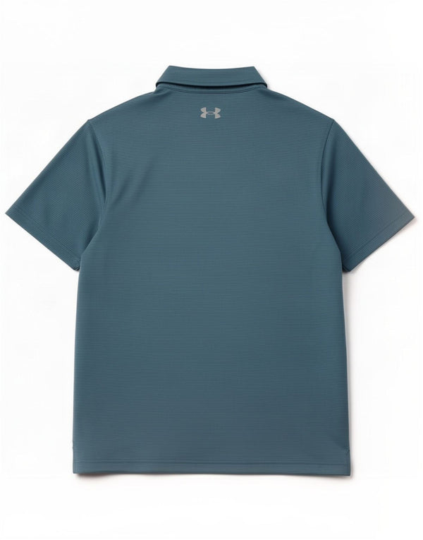 Under Armour Mens Heat Gear Loose Fit Polo Shirt Medium Blue Pinstripe