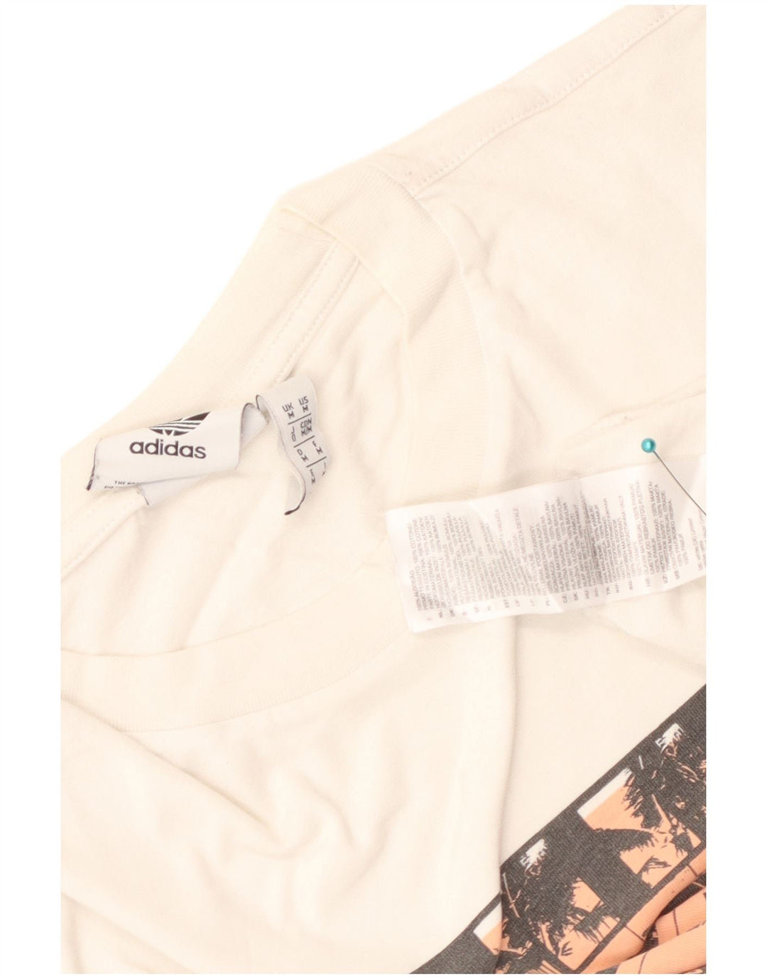 Adidas Herren Grafik-T-Shirt-Oberteil aus mittelweißer Baumwolle