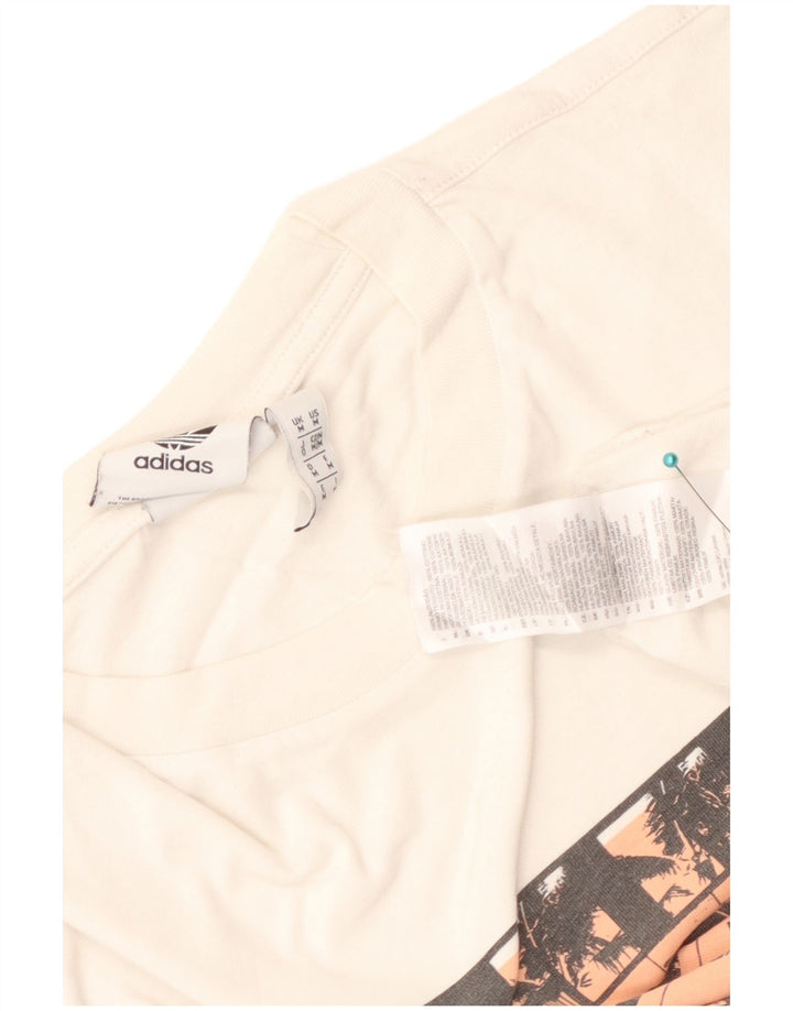 Adidas Herren Grafik-T-Shirt-Oberteil aus mittelweißer Baumwolle