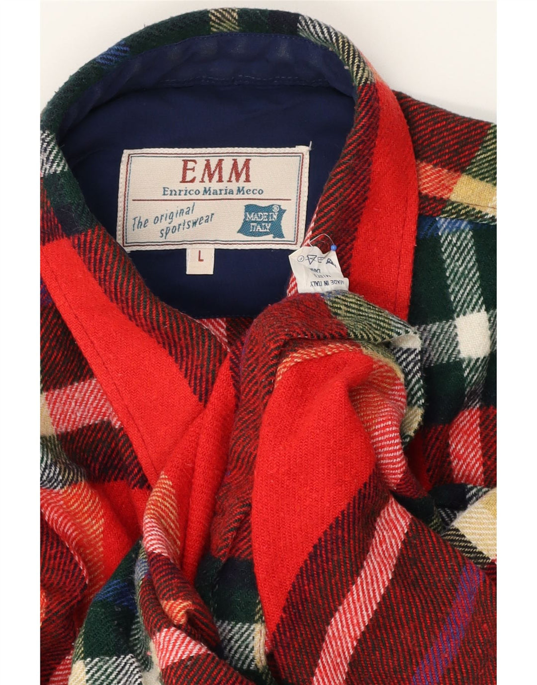 VINTAGE Herren Flanellhemd Große rot karierte Wolle