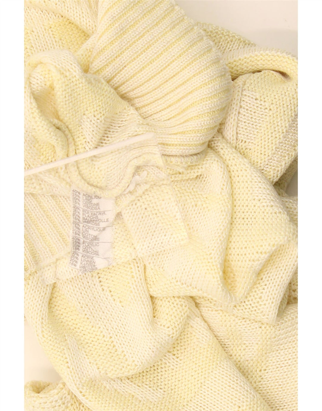 VINTAGE Damen Rundhalspullover Pullover UK 18 XL Gelbes geometrisches Acryl