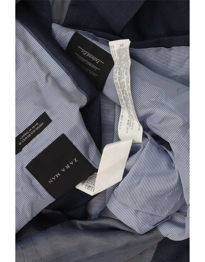 Zara Herren-Blazer mit maßgeschneiderter Passform und 2 Knöpfen, EU 50, mittleres Marineblau