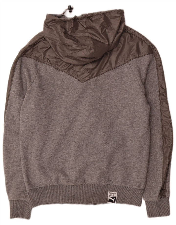 Puma Herren-Kapuzenpullover mit Reißverschluss, klein, graue Baumwolle