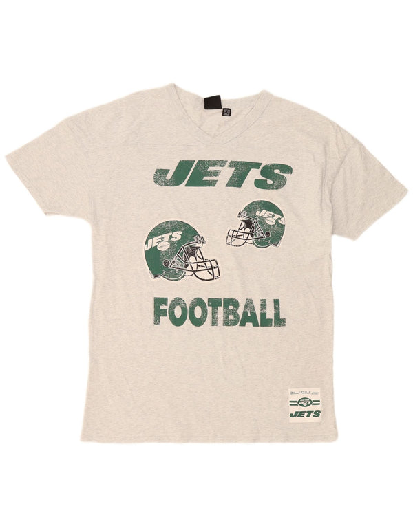 NFL Damen New York Jets Grafik-T-Shirt-Oberteil UK 14/16 Large Grau Baumwolle