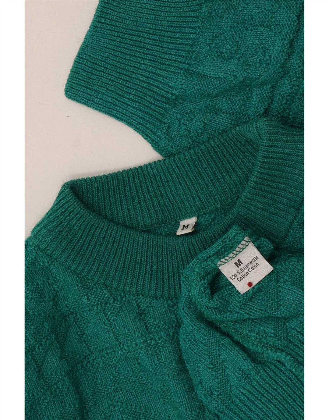 Vintage Damen Rollkragenpullover Pullover UK 14 Mittelgrün Geometrisch