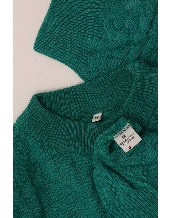 Vintage Damen Rollkragenpullover Pullover UK 14 Mittelgrün Geometrisch