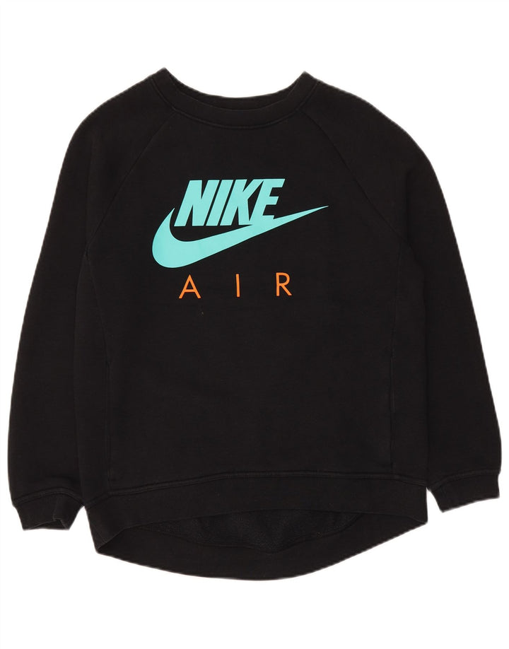 Nike Womens Graphic Oversized Sweatshirt Pullover UK 10 Small Schwarz Baumwolle