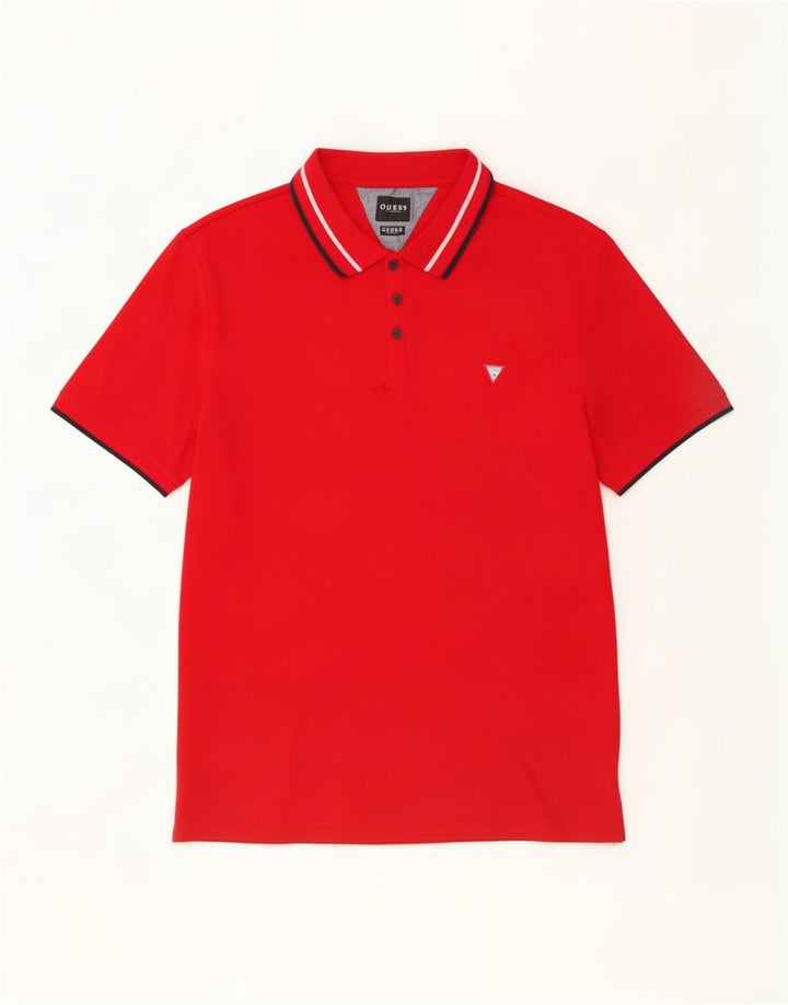 Guess Herren-Poloshirt, groß, rot gestreift