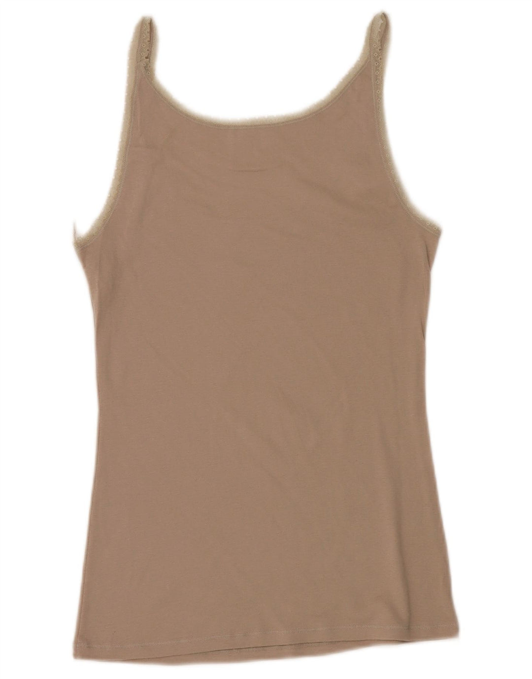 BENETTON Damen Cami Top UK 14 Large Beige Floral Cotton