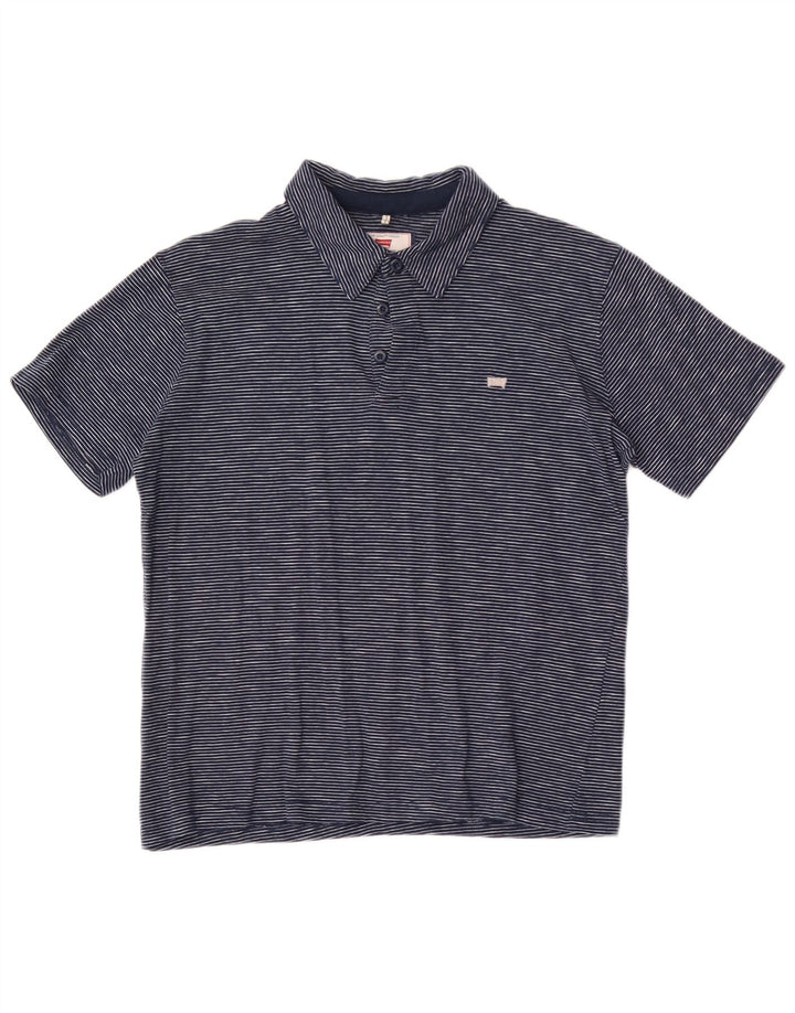 Carrera Herren-Poloshirt, klein, marineblau, Nadelstreifen