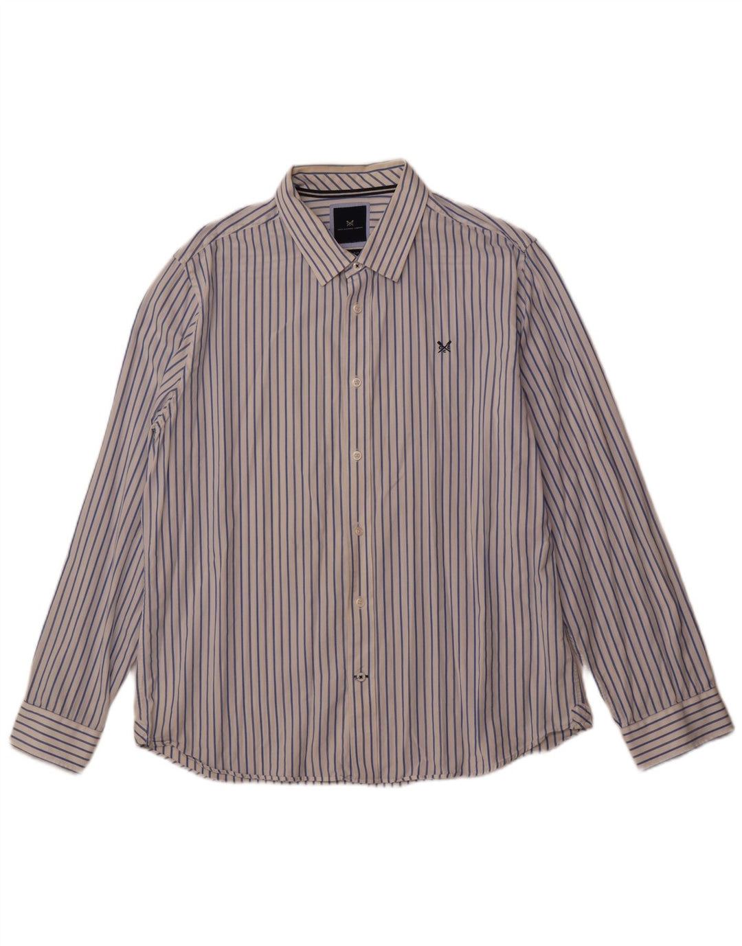 Crew Clothing Herren Slim Fit Hemd 2XL weiß gestreift aus Baumwolle