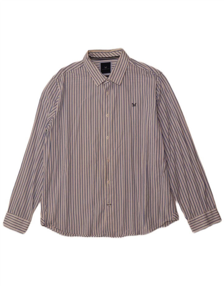 Crew Clothing Herren Slim Fit Hemd 2XL weiß gestreift aus Baumwolle