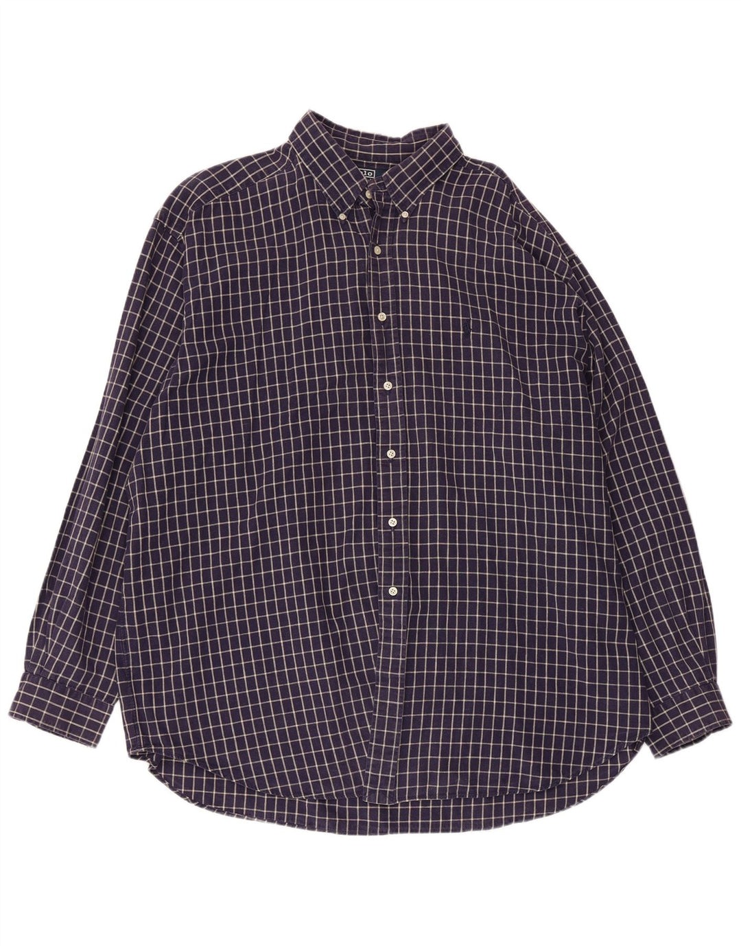 POLO RALPH LAUREN Herren Blaire Hemd 2XL Marineblau kariert Baumwolle