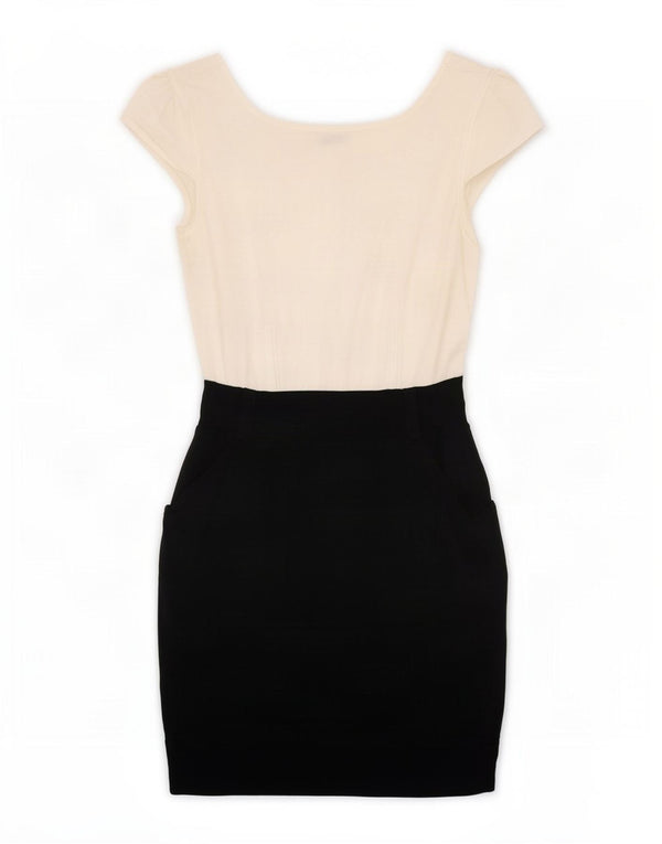 Karen Millen Damen Etuikleid US 2 XS Schwarze Colourblock-Viskose