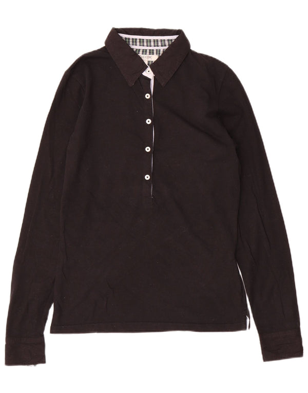 Geox Damen Respira Langarm-Poloshirt UK 10 Small Schwarz Baumwolle