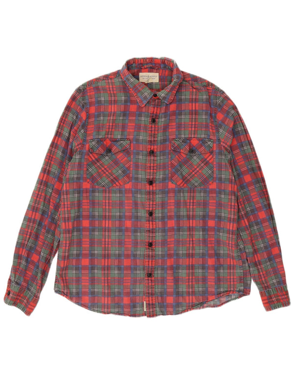 Ralph Lauren Herren-Flanellhemd XL, rot kariert, Baumwolle