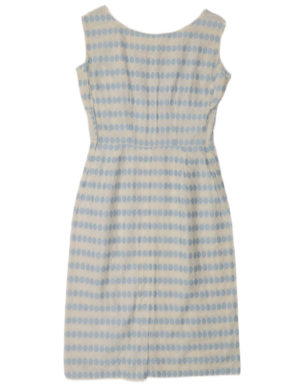 Vintage Damen Ärmelloses Etuikleid UK 10 Small White Polka Dot