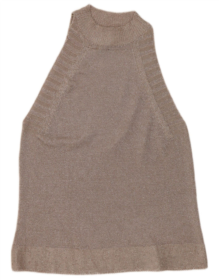 Topshop Damen Neckholder-Top UK 12 Medium Silber