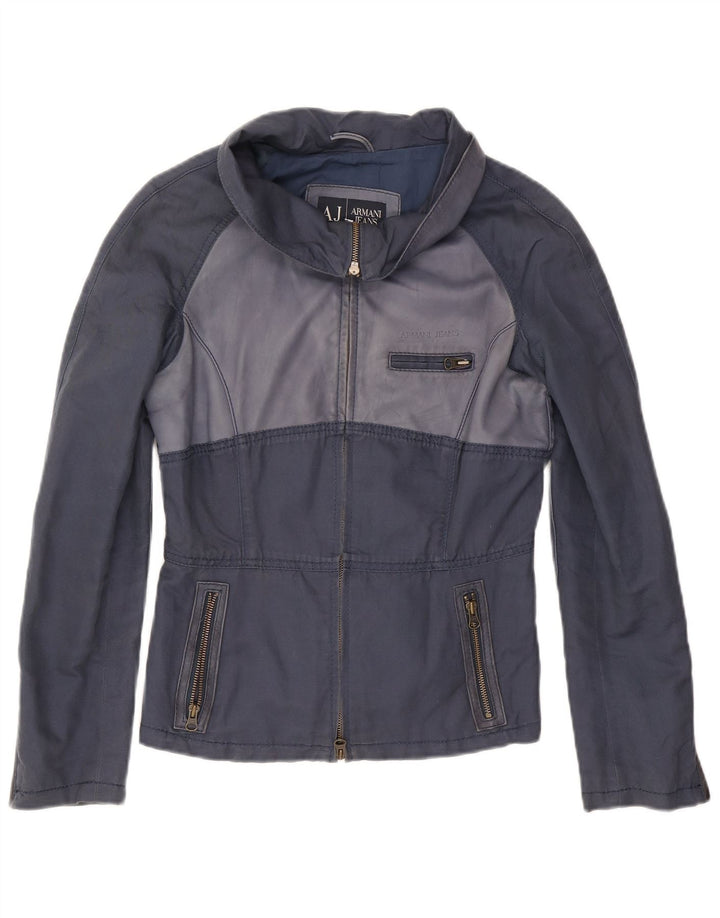 Armani Jeans Damen Bomberjacke UK 14 Medium Marineblau Baumwolle