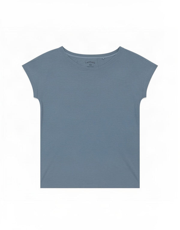 Fat Face übergroßes T-Shirt-Oberteil für Damen, UK 10, Größe S, Blau, Baumwolle