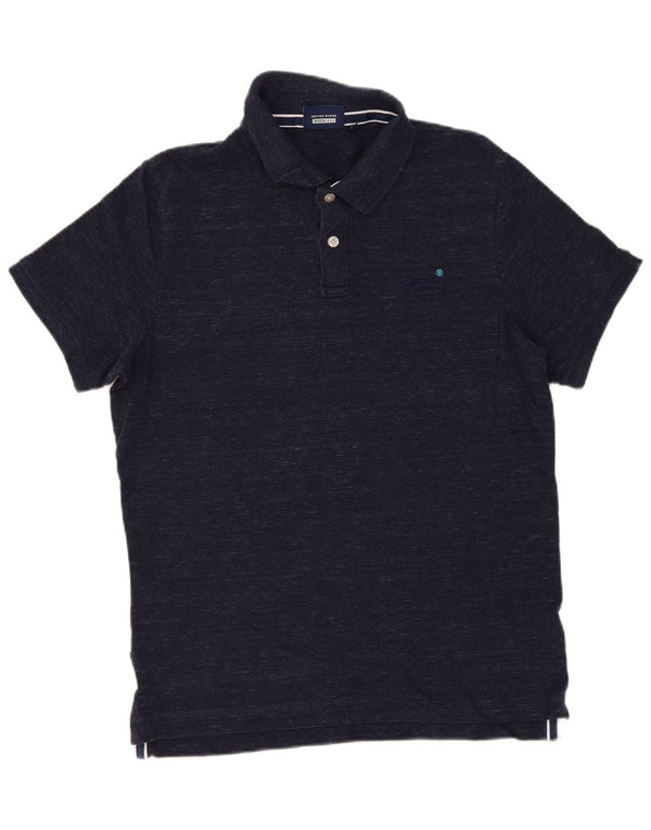 Superdry Herren-Poloshirt mit normaler Passform, 2XL, Marineblau, gesprenkelte Baumwolle