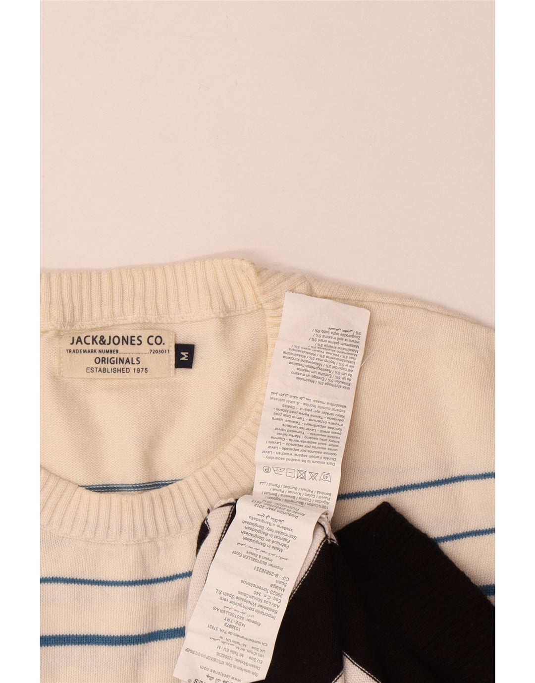 Jack & Jones Herren-Pullover mit Rundhalsausschnitt, Mittelschwarz, Colourblock-Baumwolle