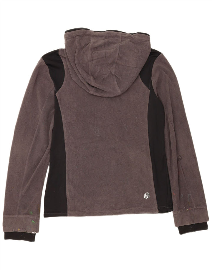 BKE Damen-Fleecejacke mit Kapuze, UK 14, mittelgraues Colourblock-Polyester