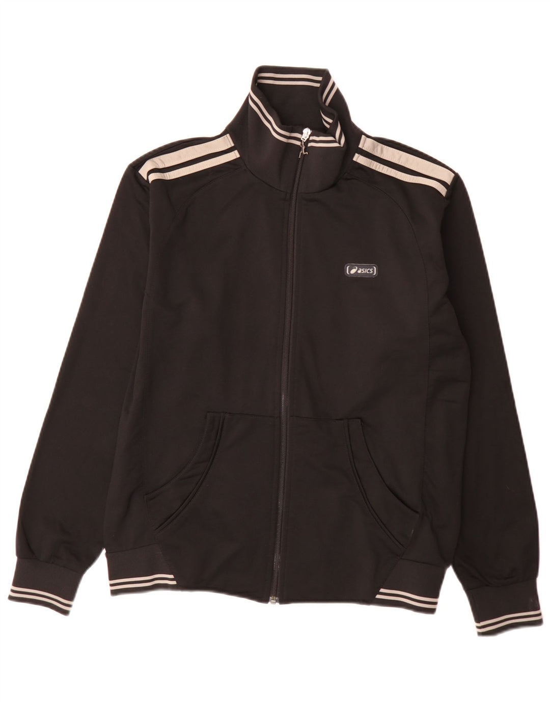 Asics Herren-Trainingsanzug mit normaler Passform, Top-Jacke, Mittelschwarz, Farbblock-Sport