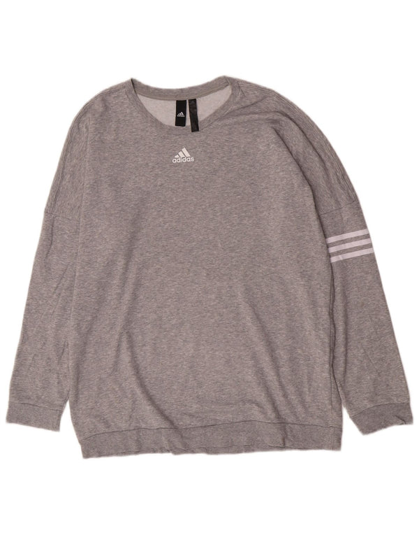 Adidas Damen Graphic Oversized Sweatshirt Pullover UK 16/8 Large Graue Baumwolle