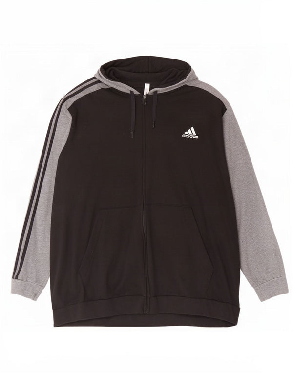 Adidas Herren Zip Hoodie Pullover 4XL Schwarz Colourblock Baumwolle