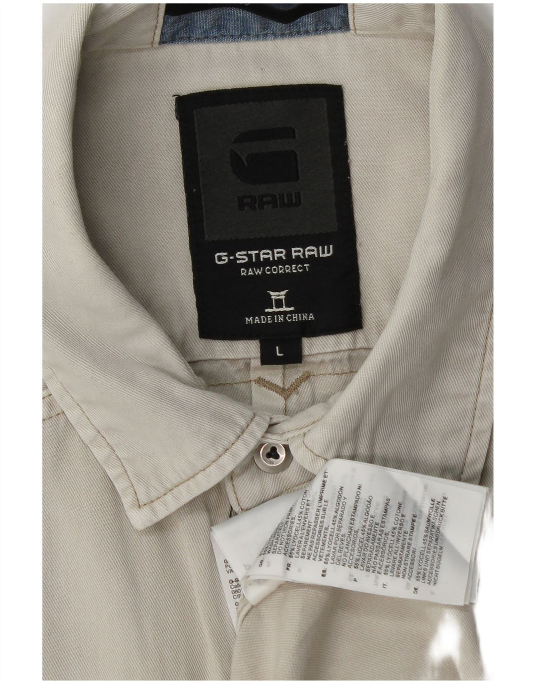 G-STAR Herren Kurzarm-Jeanshemd, großes graues Lyocell