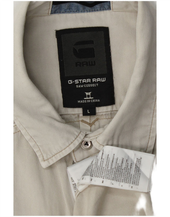 G-STAR Herren Kurzarm-Jeanshemd, großes graues Lyocell