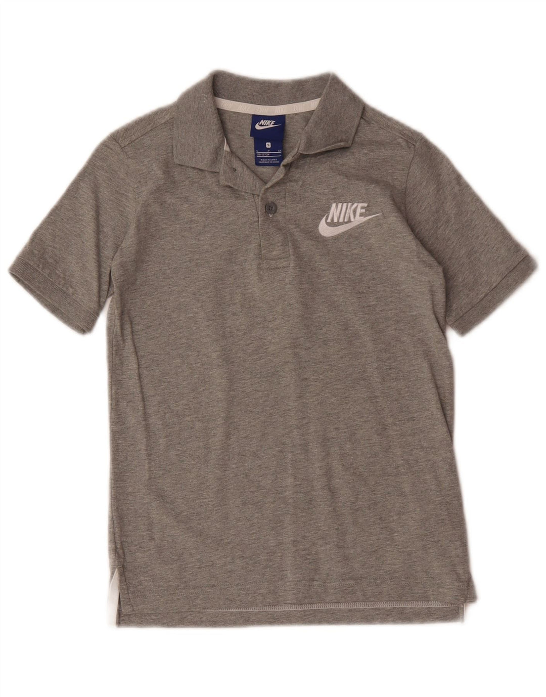 Nike Poloshirt für Jungen, 8–9 Jahre, Größe S, grau gefleckte Baumwolle
