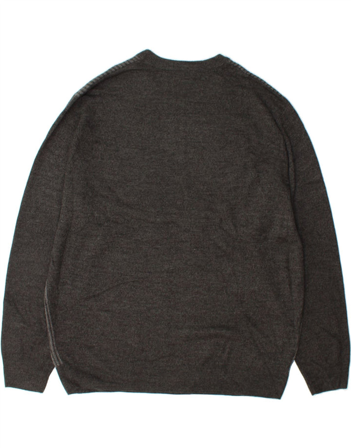 DOCKERS Herren-Pullover mit Rundhalsausschnitt, 2XL, grau gestreift, Acryl