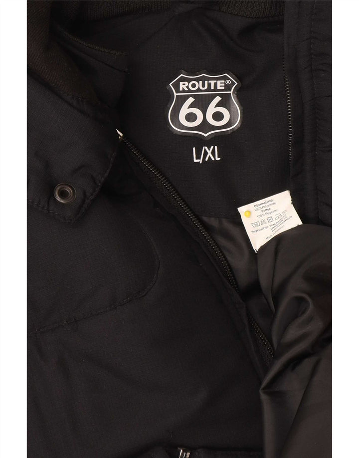 Route 66 Wattierte Herrenjacke mit Kapuze, UK 40, Größe L, Schwarz, Polyamid