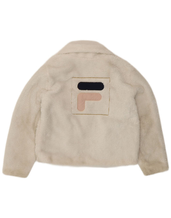Fila Crop Graphic Fleecejacke für Mädchen, 11–12 Jahre, Weiß