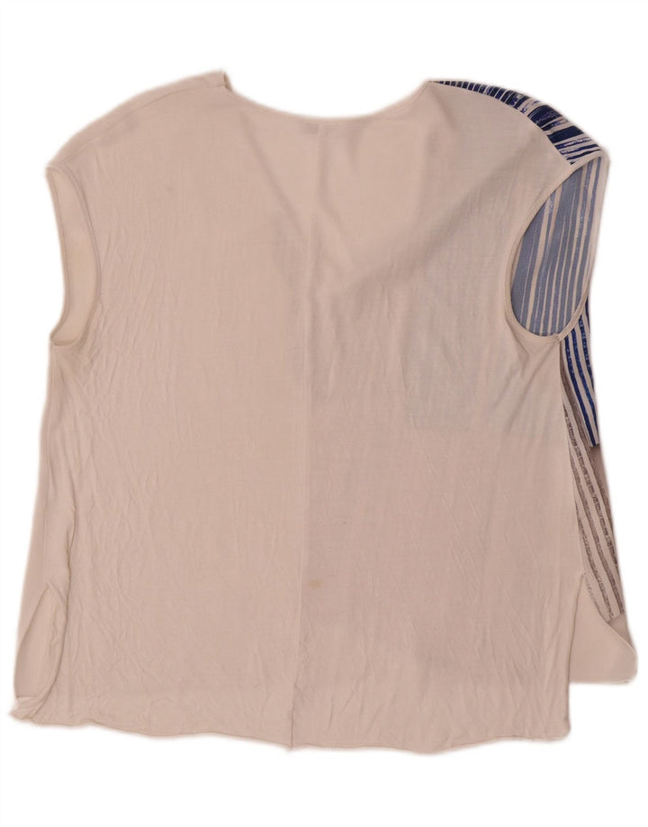 Ärmelloses Blusenoberteil für Damen von Zara, UK-Größe 44, Mittelweiß, Farbblock