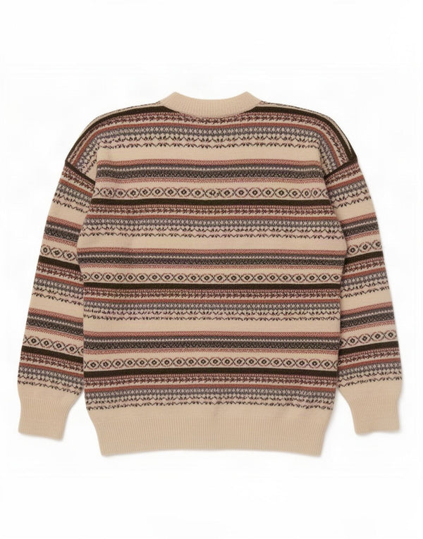 Vintage Herren Rundhalspullover Pullover Groß Off White Fair Isle