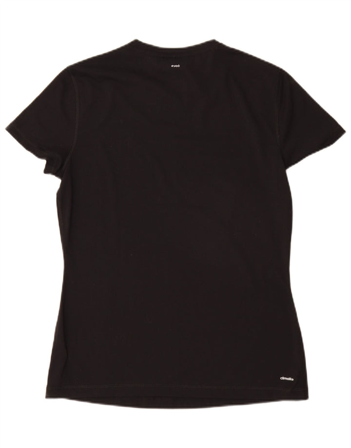Adidas Damen Climalite T-Shirt Top UK 12/14 Medium Schwarz Polyester