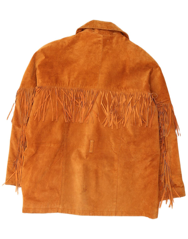 VINTAGE Herren Wildlederjacke EU 54 2XL Braunes Leder