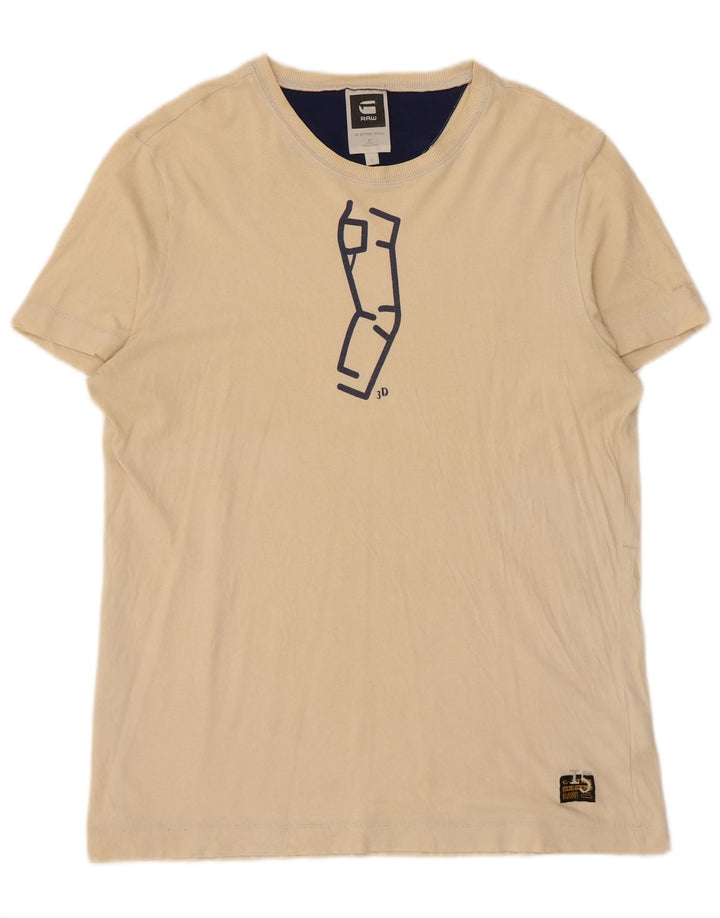 G-Star Herren Grafik T-Shirt Top Large Beige Baumwolle